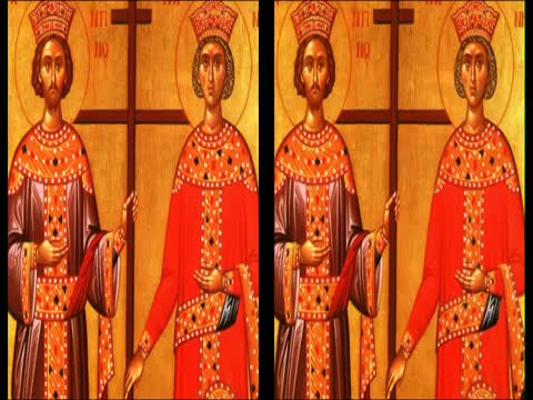 Troparul Sfinților Împărați, întocmai cu apostolii, Constantin și mama sa, Elena (în limba greacă) Troparul Sfinților Împărați, întocmai cu apostolii, Constantin și mama sa, Elena (în limba greacă)