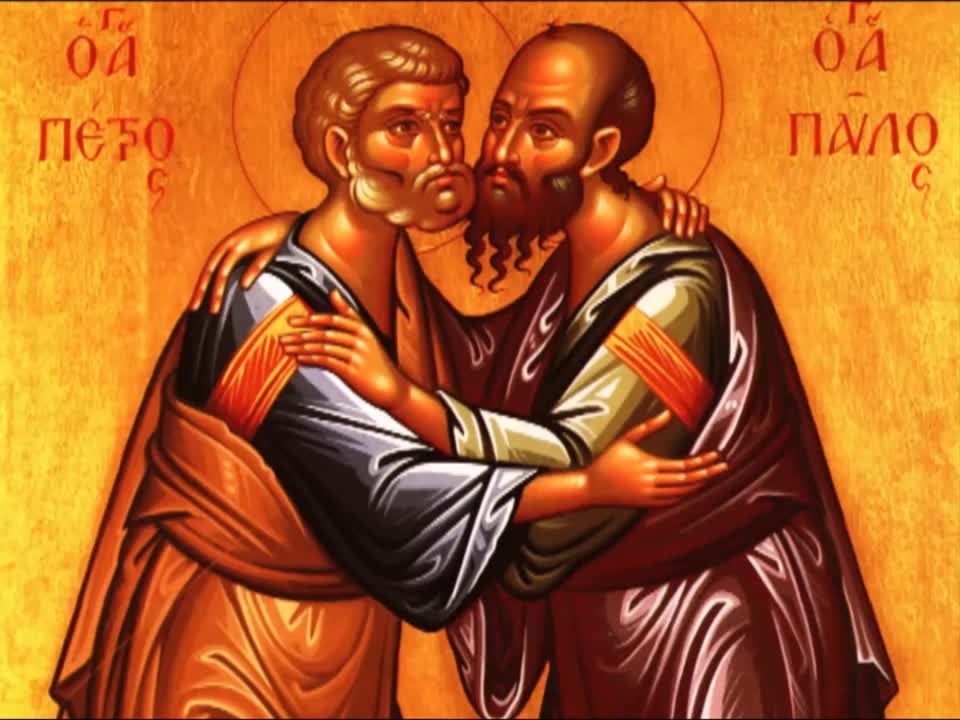 Troparul Sfinților Apostoli Petru și Pavel (în limba greacă) Troparul Sfinților Apostoli Petru și Pavel (în limba greacă)