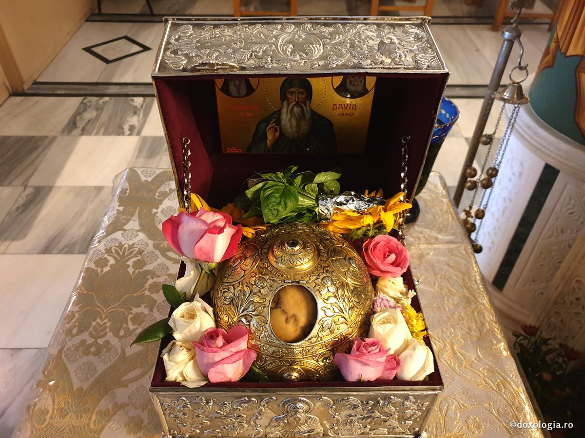 „Sfinte David, Dimitrie suferă! De ce stai?” / Foto: doxologia.ro capul Sfântului David din Evvia