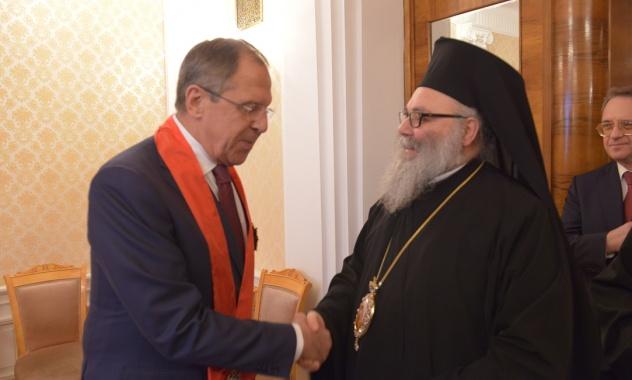 Patriarhul Ioan al X-lea al Antiohiei l-a decorat pe ministrul rus de externe