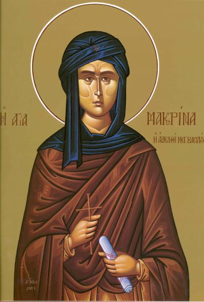 Sfânta Cuvioasă Macrina, sora Sfântului Vasile cel Mare, 19 iulie, Icoană sec. XX, Sfântul Munte Athos (Grecia) Sfânta Cuvioasă Macrina, sora Sfântului Vasile cel Mare