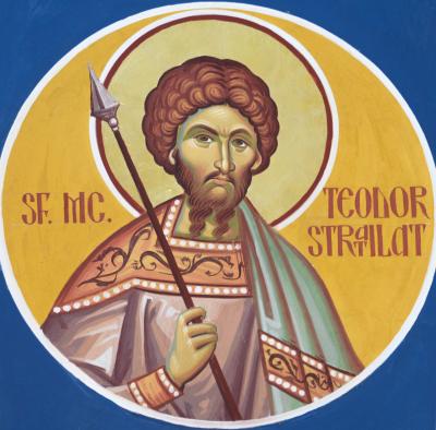 Sfântul Mare Mucenic Teodor Stratilat - frescă din Capela Seminarului Teologic Ortodox „Sfântul Vasile cel Mare”, din Iași Sfântul Mare Mucenic Teodor Stratilat