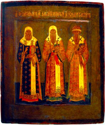 Icoana Sfinților Ierarhi Petru, Alexie și Iona