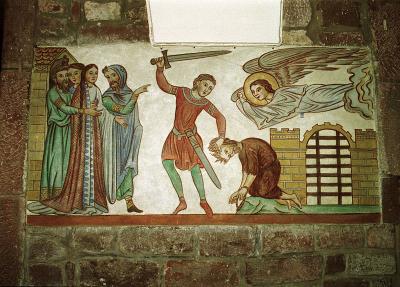 Tăierea Capului Sfântului Ioan Botezătorul - frescă medievală