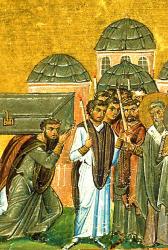 Aducerea moaștelor Sfântului Ioan Gură de Aur - miniatură din Menologhionul lui Vasile al II-lea Macedoneanul (sec. XI) Aducerea moaștelor Sfântului Ioan Gură de Aur