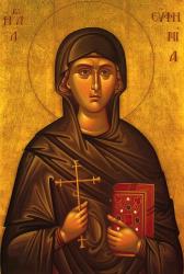 Sfânta Mare Muceniță Eufimia	Icoană sec. XX, Sfântul Munte Athos (Grecia) - Colecția Sinaxar la Sfinții zilei (icoanele litografiate se găsesc la Catedrala Mitropolitană din Iași) Sfânta Mare Muceniță Eufimia
