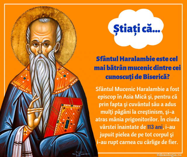 Știați că Sfântul Haralambie este cel mai bătrân mucenic dintre cei cunoscuţi de Biserică?
