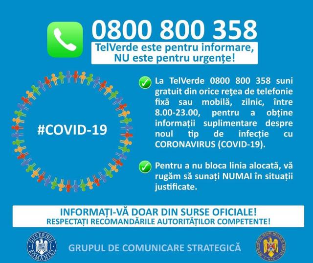 Ministerul Sănătăţii - Recomandări privind conduita socială responsabilă în prevenirea răspândirii coronavirus (COVID-19)