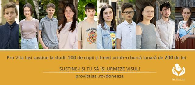 Pro Vita Iași derulează campanie de strângere de fonduri pentru bursa lunară a 100 de copii și tineri excepționali